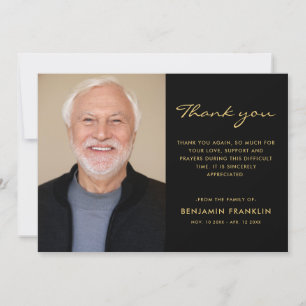 Guld & Black Memorial Sympathy Funeral Photo Tack Kort