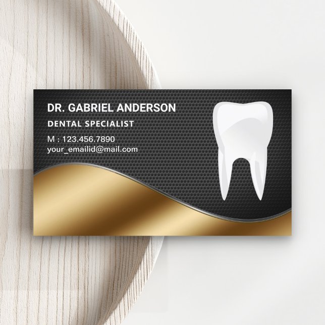 Guld Black Mesh Tooth Dental Clinist Dentist Visitkort (Skapare uppladdad)