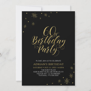 Guld & Black   Modern Chic 60:e Födelsedagsfesten Inbjudningar