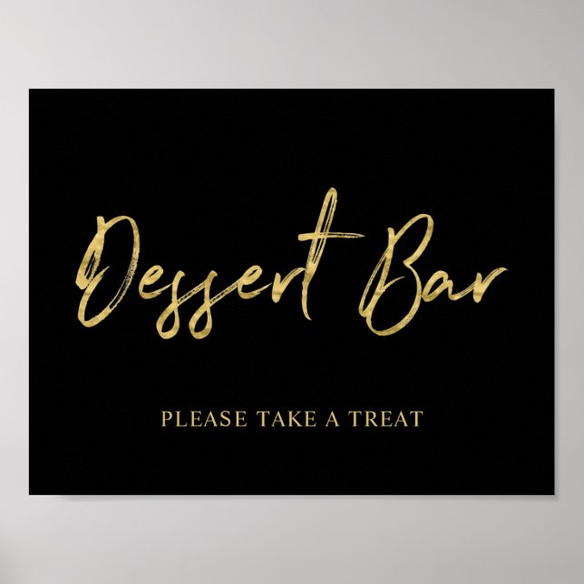 Guld Black Modern Push Lettering Dessert Pub-tecke Poster (Framsidan)