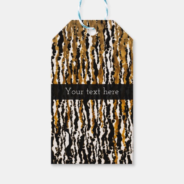 Guld & Black Modern Safari Rain Jungle Glam Party Presentetikett (Framsidan)