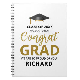 Guld & Black | Modern Studenten Anpassningsbar Gif Anteckningsbok