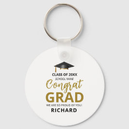 Guld & Black | Modern Studenten Anpassningsbar Gif Nyckelring