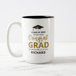 Guld & Black | Modern Studenten Anpassningsbar Gif Två-Tonad Mugg