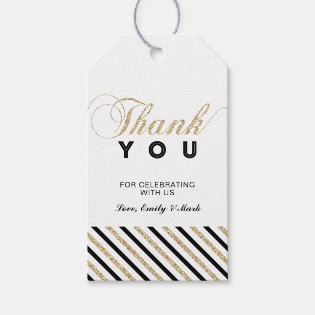 Guld & Black | Modern Tack för favoriter Presentetikett (Framsidan)