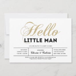 Guld, Black | Modern Typografi Boy Shower Inbjudningar