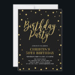 Guld & Black | Modern Vuxen 50:e Födelsedagsfesten Inbjudningar<br><div class="desc">Gratulera till din speciella dag med den här snyggten moderna födelsedagsfest inbjudan-mallen. Den här designen har chic-konfiguration och typografi med guld struktur.</div>
