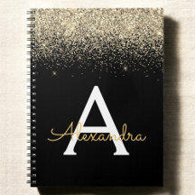 Guld Black Monogram Black Glitter Modern