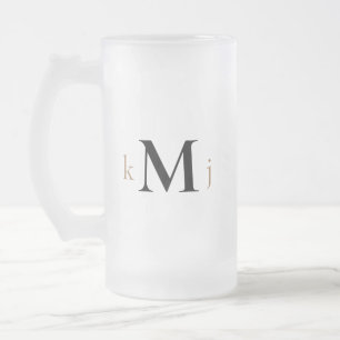 Guld & Black Monogram Bröllop Frostat Ölglas