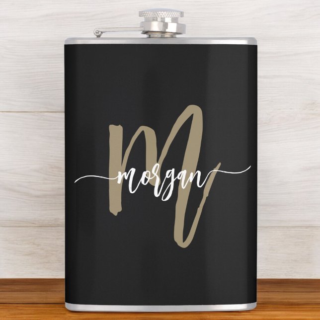 Guld Black Monogram Elegant Modern Fickplunta (Skapare uppladdad)
