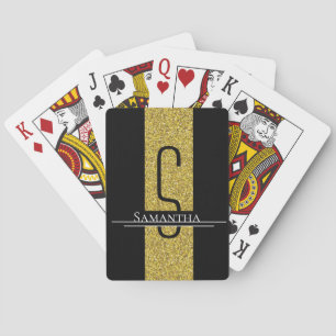 Guld Black Monogram Glitter-cykelns uppspelningsko Casinokort