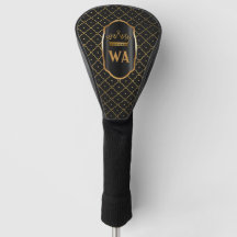 Guld Black Monogram Golf Head Cover