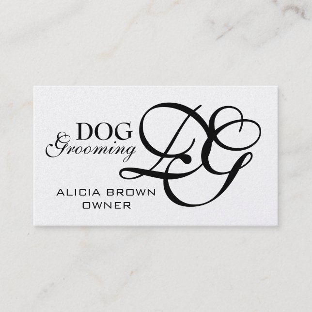 Guld Black Monogram Hund Grooming Affärskort Visitkort (Framsida)