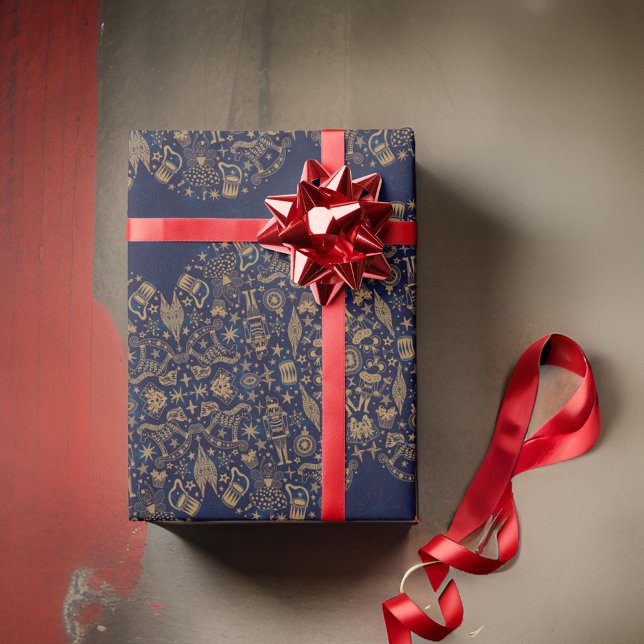 Guld & Black Nutcracker Älvors Wrapping Papper Presentpapper (Skapare uppladdad)