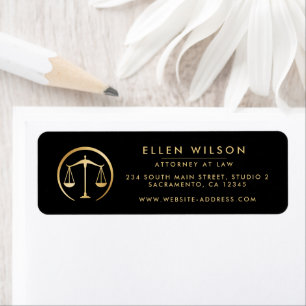 Guld & Black of Justice Attorney at Law Returadress Etikett