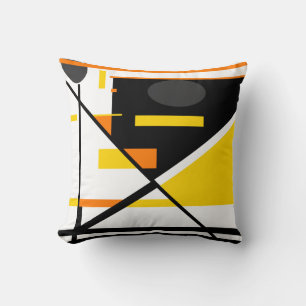 Guld Black Orange Grått White Geometric Abstrakt Kudde