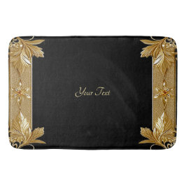 Guld Black Ornate Blommigt Bath Mat Badrumsmatta
