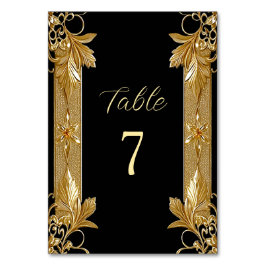 Guld Black Ornate Blommigt Bordsnummer