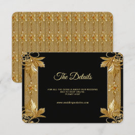 Guld Black Ornate Blommigt-detaljkopplingskort Tilläggskort