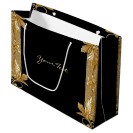 Guld Black Ornate Blommigt Gift Bag