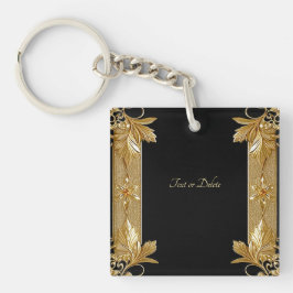 Guld Black Ornate Blommigt Keychain