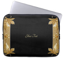 Guld Black Ornate Blommigt Laptop sleeve