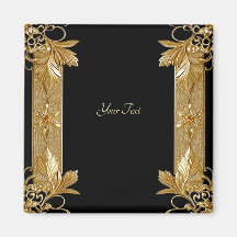 Guld Black Ornate Blommigt Magnet