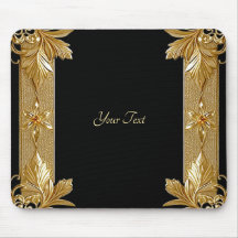 Guld Black Ornate Blommigt Mousepad