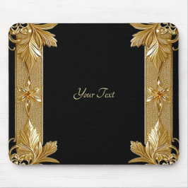 Guld Black Ornate Blommigt Mousepad Musmatta
