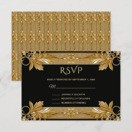 Guld Black Ornate Blommigt OSA kort