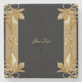 Guld Black Ornate Blommigt Stone Underlägg