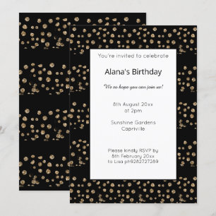 GULD BLACK PANEL LEOPARD ANIMAL PRINT BIRTHDAY INBJUDNINGAR
