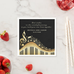 Guld & Black Piano Napkins Pappersservett