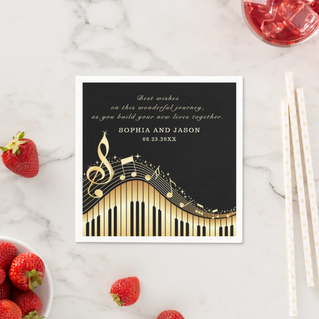 Guld & Black Piano Napkins Pappersservett (Insitu)