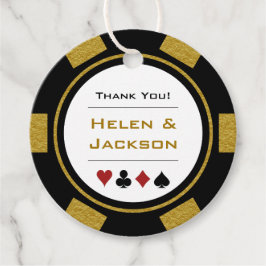 Guld Black Poker Chip Tack Vegas Bröllop Gåvor Etiketter