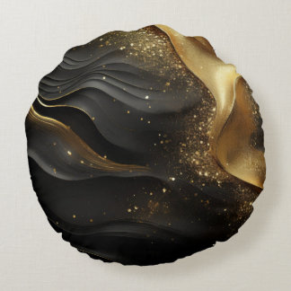 Guld Black Prinkle Rund Kudde