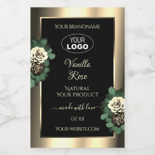 Guld Black Product Labels Blommigt Cream Ro Logoty Mat Etikett