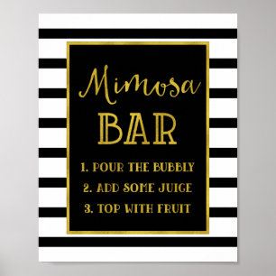 Guld Black Rand Mimosa Pub undertecknar Bröllop Poster