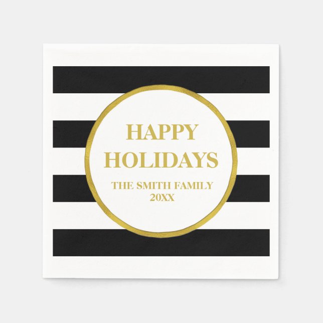 Guld Black Rand Modern jul Napkin Pappersservett (Framsidan)