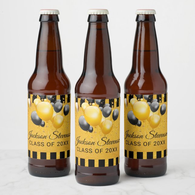 Guld Black Rand Studentfest Beer Bot Ölflaska Etikett (Flaskor)