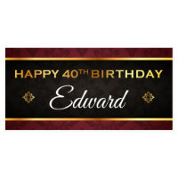Guld Black Red Birthday Banner Party Decor-any-age