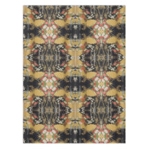 Guld Black Red Japansk Blommigt Cotton Dining