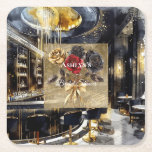 Guld Black Red Night Klubb Blommigt Möhippa Underlägg Papper Kvadrat<br><div class="desc">Guld Black Red Flowers Nattdag Klubb Möhippa eller födelsedag</div>