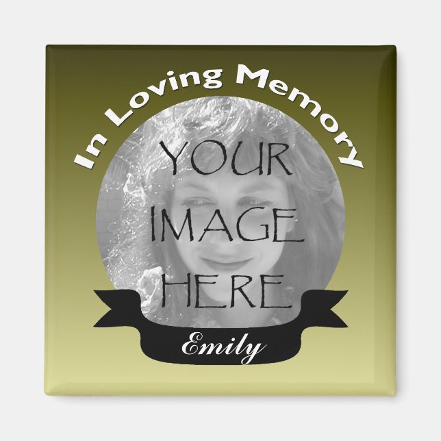 Guld Black ribbon Photo Memory Magnet (Framsidan)