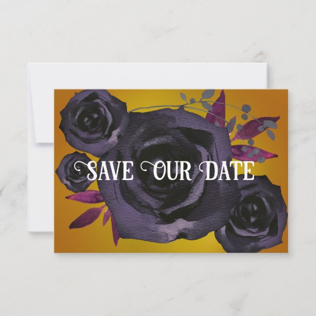 Guld Black Ro Photo Spara - vårt datum Inbjudningar (Framsida)