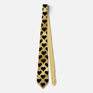 Guld Black Romantic Hearts Mönster Slips