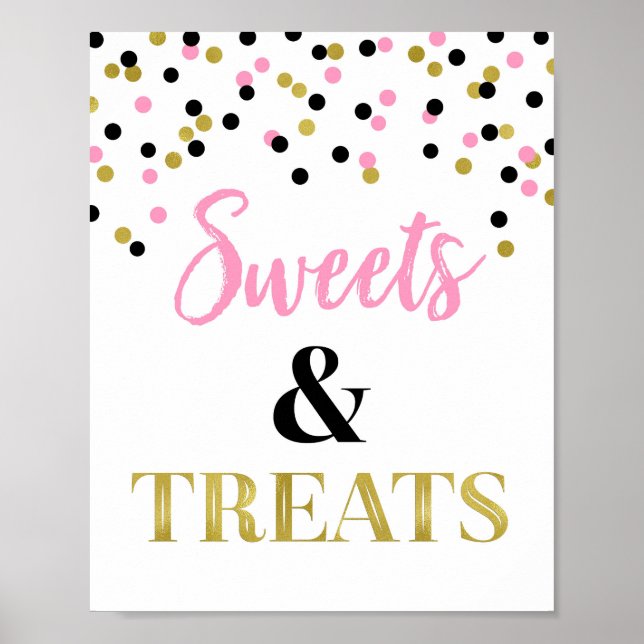 Guld Black Rosa Sweets & Treats Dessert Bord Poster (Framsidan)