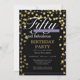 Guld Black Script 50 och Fabulous Birthday Inbjudningar