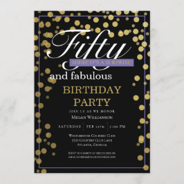 Guld Black Script 50 och Fabulous Birthday Inbjudningar