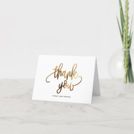 Guld Black Script Typography Bröllop Tack Kort